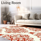 Distressed Floral Arabesque Motif(Red)