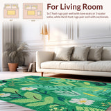 Ultra Soft Area Rug, Non Slip, Stain Resistant, Washable Area Rugs for Living Room, Bedroom, Boho Floral Insect(Green)