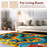 Ultra Soft Area Rug, Non Slip, Stain Resistant, Washable Area Rugs for Living Room, Bedroom, Fantasy Dragon Castle(Yellow) - ODIKA