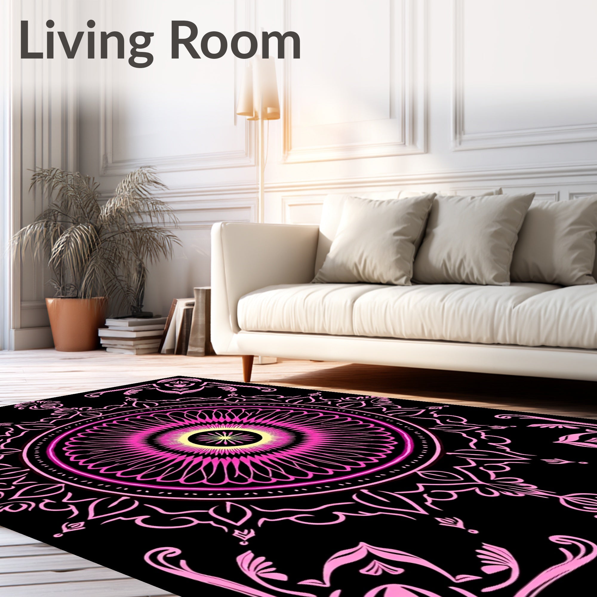 Celestial Starburst with Intricate Floral Motifs (Black) - ODIKA