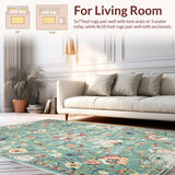 Ultra Soft Area Rug, Non Slip, Stain Resistant, Washable Area Rugs for Living Room, Bedroom, Distressed Floral Boho(Beige)