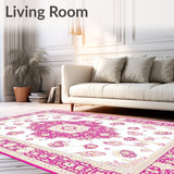 Elegant Area White Pink Beige with Bethlehem Traditional Design(White)