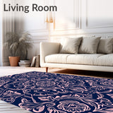 Elegant Floral Vine Medallion Tapestry Abstract Artistic Decorative(Blue)