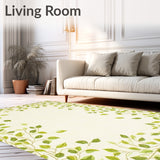 Doormat Elegant Beige Green Leaf Accents(Ivory)