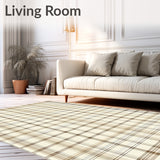 Modern Taupe and Beige Grid with Layered Plaid Stripes(Beige)