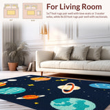 Ultra Soft Area Rug, Non Slip, Stain Resistant, Washable Area Rugs for Living Room, Bedroom, Outer Space Themed Kids(Blue)