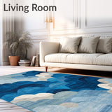 Indigo Whisper Beige Swirls Decorative Floor(Blue)