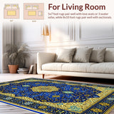 Ultra Soft Area Rug, Non Slip, Stain Resistant, Washable Area Rugs for Living Room, Bedroom, Velvet Islamic Prayer Mat(Blue)