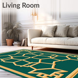 Abstract Hexagonal Honeycomb with Contemporary Art Flourishes(Green)