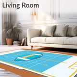 Gridiron Yard Lines Goalposts Football Design(Blue)