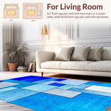 Ultra Soft Area Rug, Non Slip, Stain Resistant, Washable Area Rugs for Living Room, Bedroom, Contemporary Abstract Boxes(Gray)