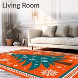 Winter Spruce Tree with Frosted and Snowflake Accents Half Round(Orange)