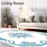 Art Nouveau Blossom Medallion with Flowing Petal Details (Blue) - ODIKA