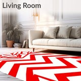 Cane Stripe Chevron Design Floor Holiday(Red)