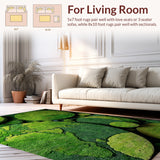 Ultra Soft Area Rug, Non Slip, Stain Resistant, Washable Area Rugs for Living Room, Bedroom, Plush High Pile World Circle(Green)