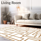 Asymmetrical Maze Labyrinth Contemporary Easy Clean(Brown)