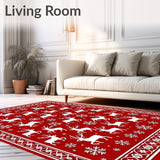 Festive Reindeer Holiday Decorative Floor With Snowflake(Red)