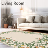 French Country Botanical Non Shedding Tapestry Design(Ivory)