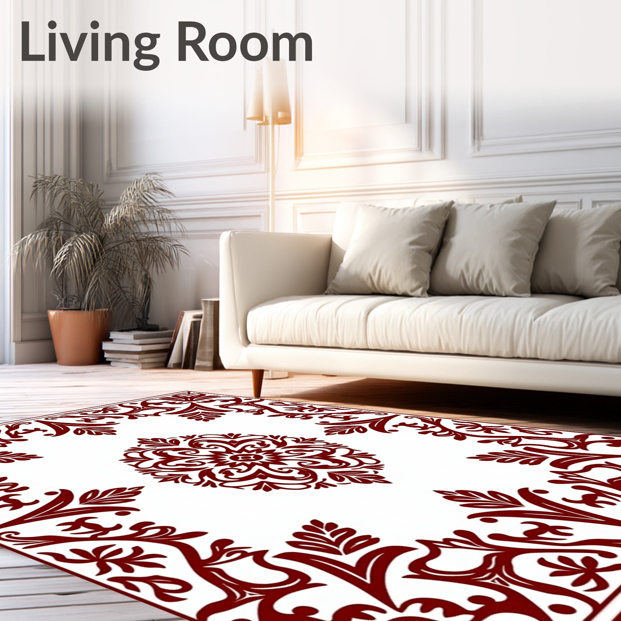 Classic Damask Vinework with Floral Embellishments (Red) - ODIKA