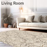 Spiral Flourish Interlocking Decorative Sophisticated Design (Beige)