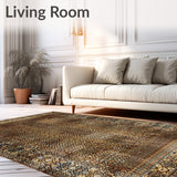 Geometric Spotted Boho Area Rug with Bronze Highlights(Brown)