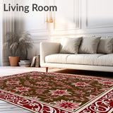 Holiday Botanical Scrollwork with Poinsettia and Frosted Sprigs(Brown)