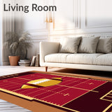 Football Field Gridiron Yard Lines Central Ball Design(Red)