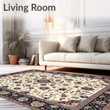 Elegant Beige Oriental Runner Featuring Classic Floral Medallion Motifs(Ivory)