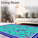 Mediterranean Scrollwork Motif with Mosaic Accents and Elegant Borders (Turquoise) - ODIKA
