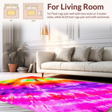 Ultra Soft Area Rug, Non Slip, Stain Resistant, Washable Area Rugs for Living Room, Bedroom, Fluffy Tie-Dyed Shag(Pink)