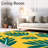 Abstract Botanical Motifs with Layered Leaf Silhouettes(Yellow)