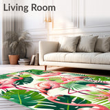 Non Shedding Tropical Pink Flamingo Pattern Rug(Pink)