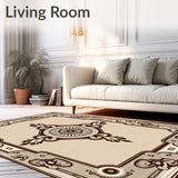 Plush Octagonal Medallion Contemporary Pile(Beige)