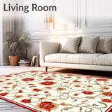 Artistic Floral Area Vintage Non Slip Style(White)