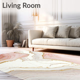 Contemporary Pink and Ivory Area Featuring Fluid Marble Veining(Pink)