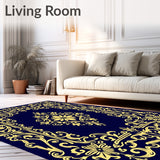 Damask Scroll Design with Vintage Flourish(Blue)