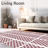 Checkered Design with Alternating Textural Blocks(Red)