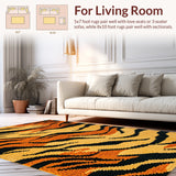 Ultra Soft Area Rug, Non Slip, Stain Resistant, Washable Area Rugs for Living Room, Bedroom, Faux Cowhide Animal Print(Orange)