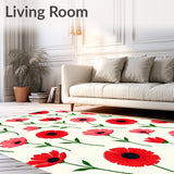 Harvest Season Poppy Blossom Design Anti Slip Doormat Area(Red)