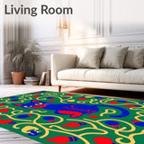 Novelty Holiday Cat with Playful Bulb Clusters and Swirling Festive Lines(Green)