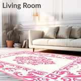 Traditional Damask Scrollwork Lightweight Anti Skid Design (Pink)