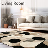 Barista Collection Modern Abstract Circles Geometric Area Beige Black(Beige)
