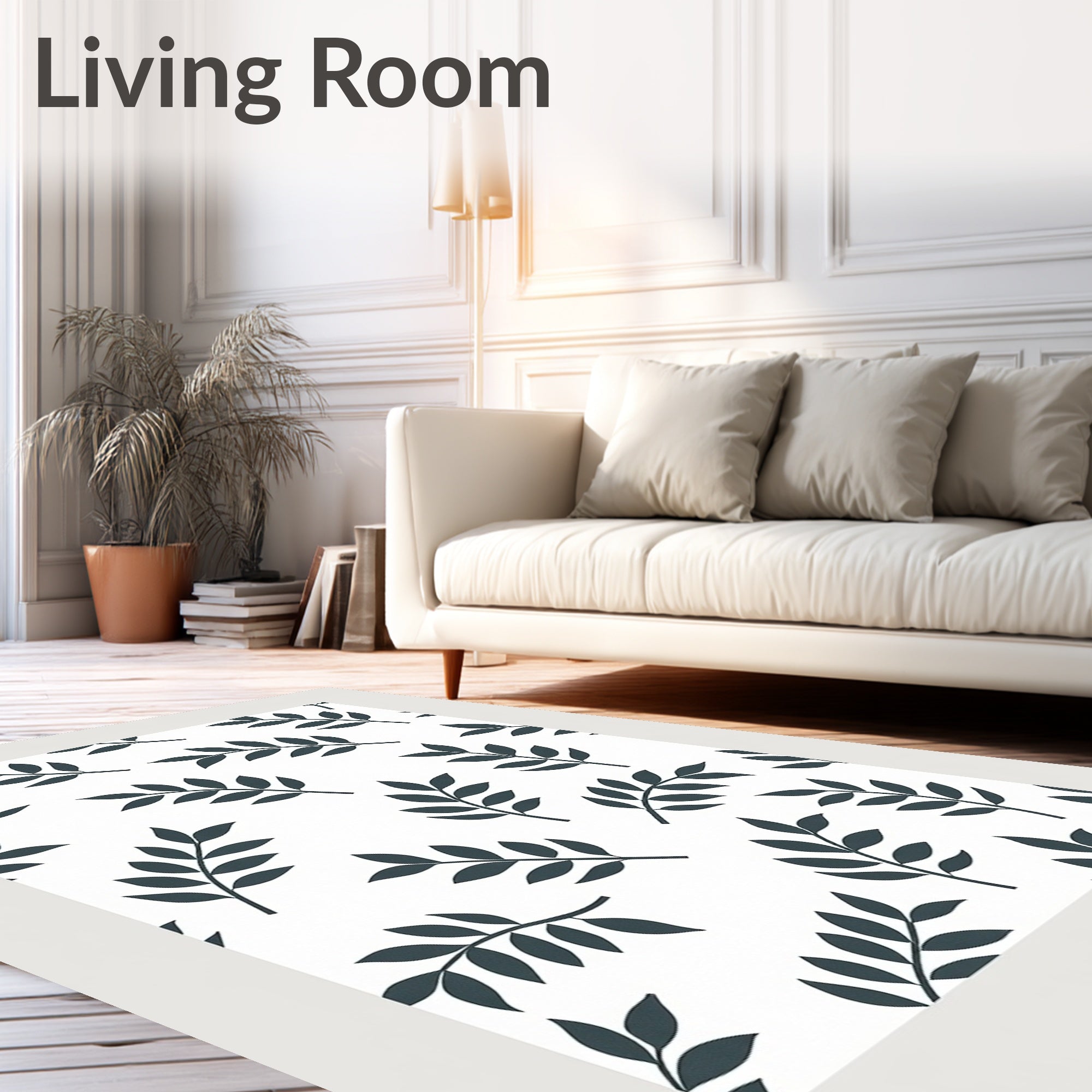 Botanical Fern with Flowing Leafy Accents (White) - ODIKA