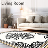 Classic Fretwork Medallion with Art Nouveau Scroll Detailing (Black) - ODIKA