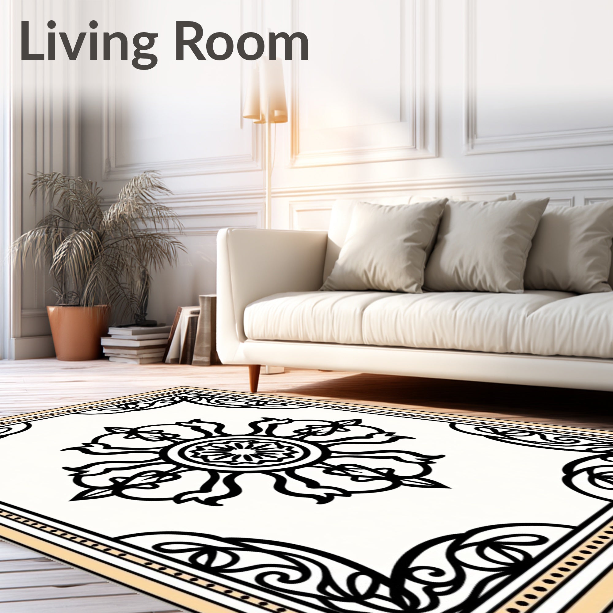 Classic Fretwork Medallion with Art Nouveau Scroll Detailing (Black) - ODIKA