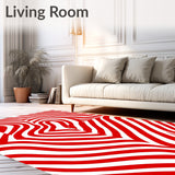 Peppermint Swirl Half Moon Doormat with Festive Striped Design(Red)