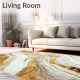 Gold Abstract Marble Geometric Indoor Area(White)