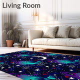 Celestial Nightscape Featuring Twinkling Stars and Moon Motif(Blue)