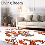 Distressed Damask Scroll with Weathered Finish Effects (Orange) - ODIKA