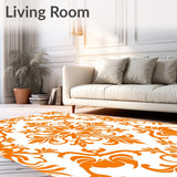 Abstract Interlocking Damask Design with Bold Contrast and Elegant Flourishes(Orange)